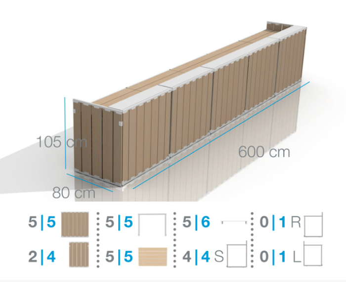 U BAR Elements - natural / white / grey, folding pallet, wooden